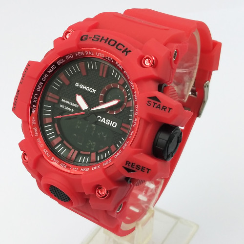 جی شاک قرمز ساعت مچی مردانه دوزمانه قرمز اسپرت G-SHOCk دوموتوره SPORTضدآب کرنومتردار آلارم