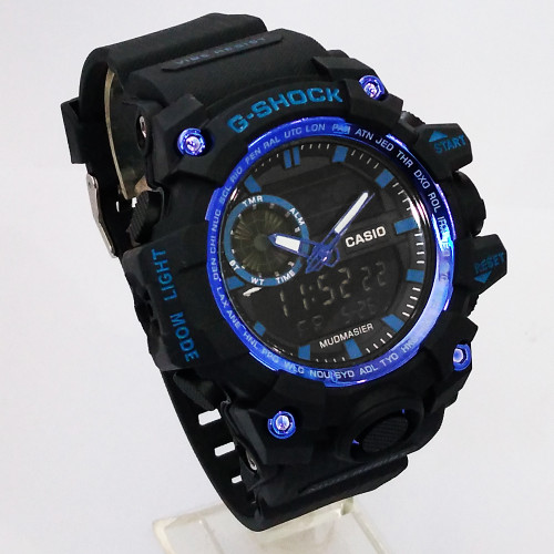 جی شاک مردانه G-SHOCK ساعت اسپرت مشکی آبی ارسال رایگان دوموتوره دوزمانه ضدآب SPORTجیشاک