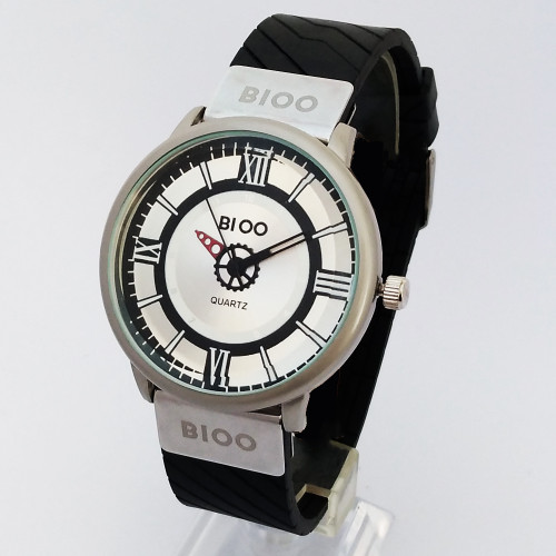 ساعت بندسیلیکونی مردانه قاب فلزی مشکی کادومردانه حراج آنلاین بیو