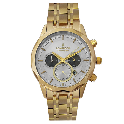 ساعت سه موتوره کرنوگراف رومانسون ROMANSONمردانه سه موتور ضدآب رنگ ثابت ارسال رایگان طلایی