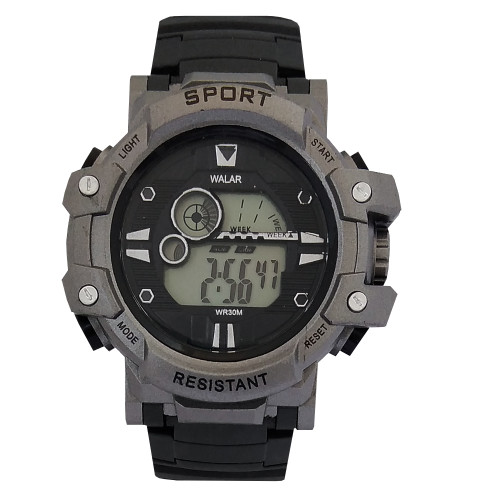 ساعت ورزشیSPORT اسپرت پسرانه دیجیتالی مشکی دودی خاص والار WALARضدآب
