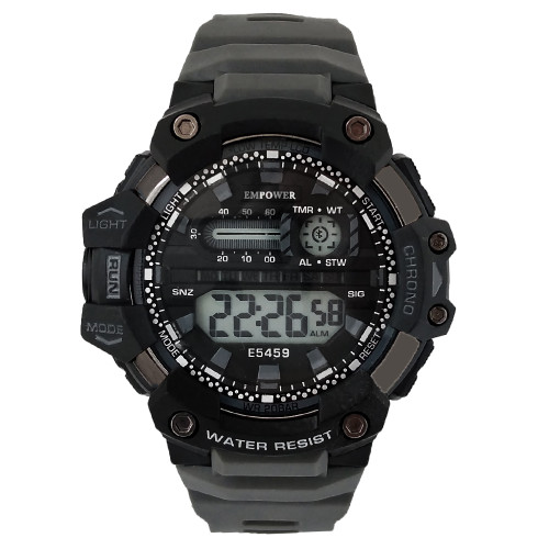 ساعت دیجیتال پسرانه مردانه امپاور مشکی طوسی خاکستری پسرانه ضدآب کرنومتر دار چراغدار تایمر باکیفیت تک سوراخ