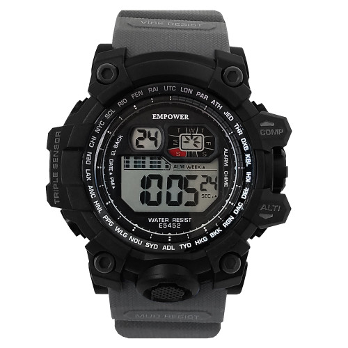 ساعت اسپرت ورزشیSPORT مچی دیجیتال مردانه امپاور مشکی طوسی EMPOWER خاکستری مقاوم در برابر آب چراغدار کرنوم