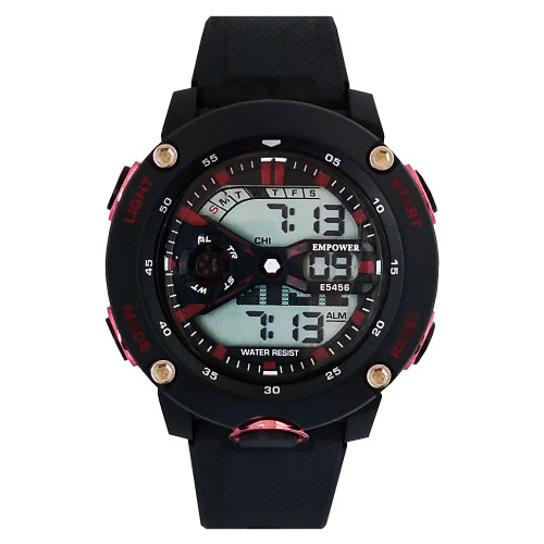 ساعت پسرانه اسپرت ورزشیSPORT مچی دیجیتال مردانه امپاور مشکی صورتیEMPOWER قرمز مقاوم در برابر آب چراغدار کرنومتردار دودیجیتال