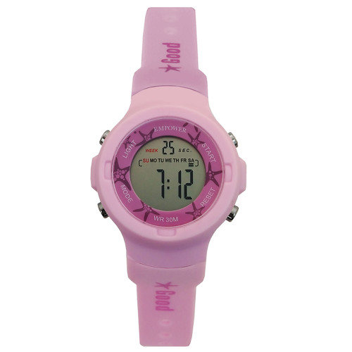 ساعت مچی دیجیتال دخترانه زنانه اسپرت ورزشیSPORT صورتی مقاوم در برابر آب چراغدار کرنومتر پاستیلی امپاورEMPOWER